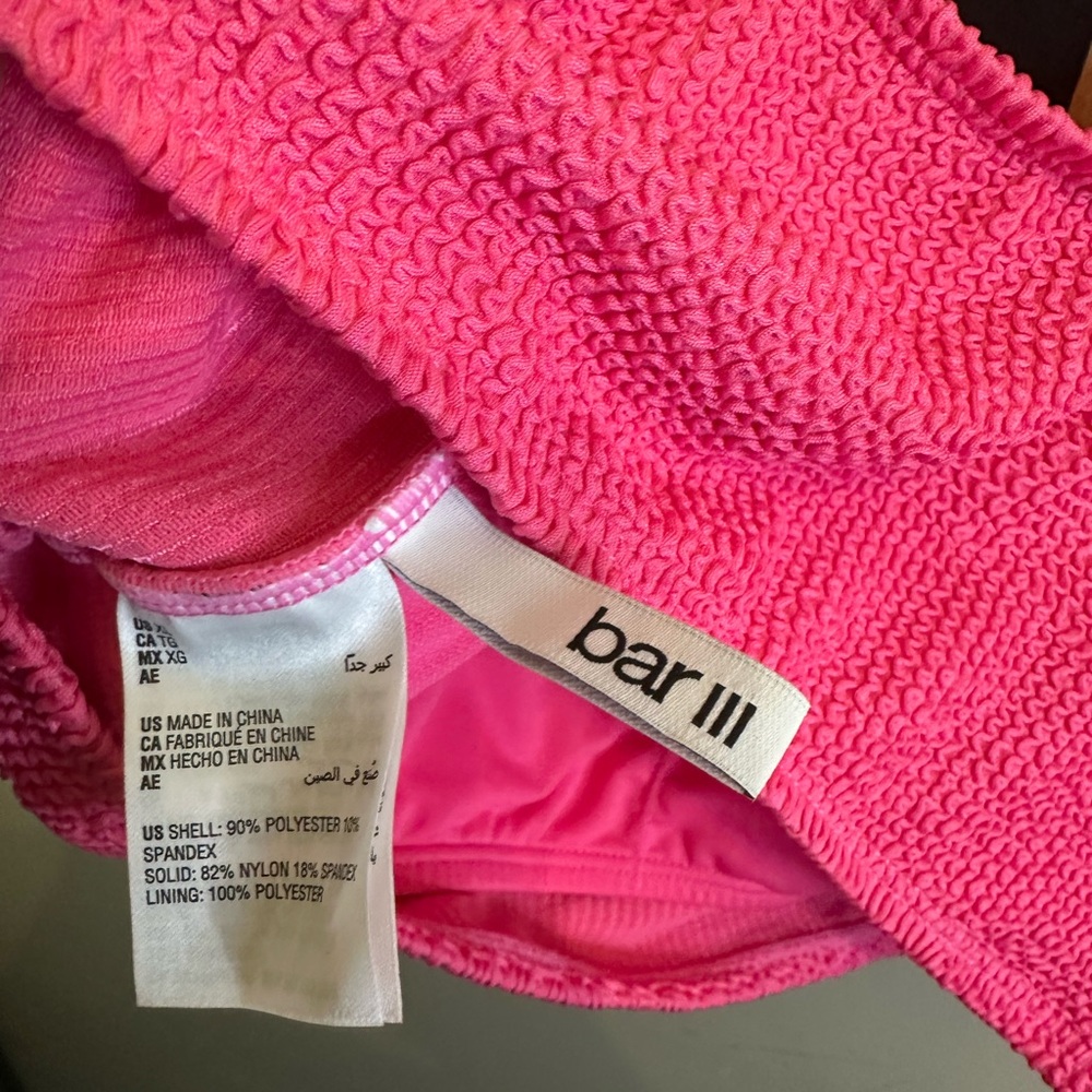 Bar III Hot Pink Textured Bikini Top - Picture 4 of 5